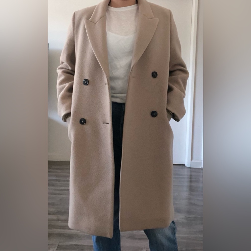 Cream Beige Wool Cashmere Double Breasted Coat by Closed XS - Picture 1 of 12